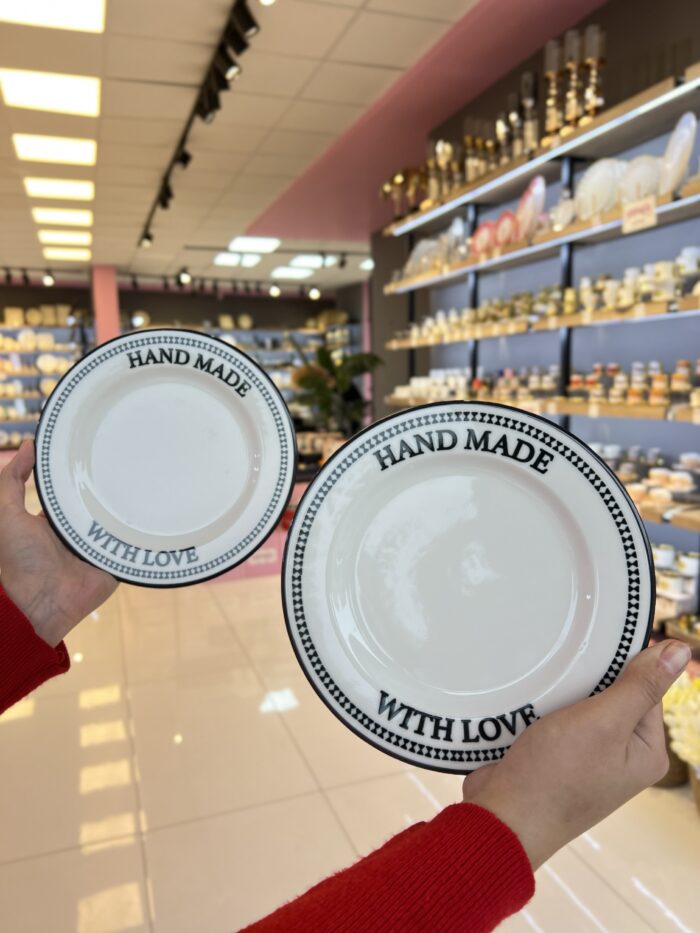 6 Adet Porselen Pasta Tabağı Hand Made - Görsel 1