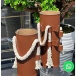 CAM DERİ KAPLI İPLİ VAZO SET TABA