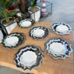 12 PARÇA YILDIZ TEPSİ ve PEÇETE SETİ*GÜMÜŞ