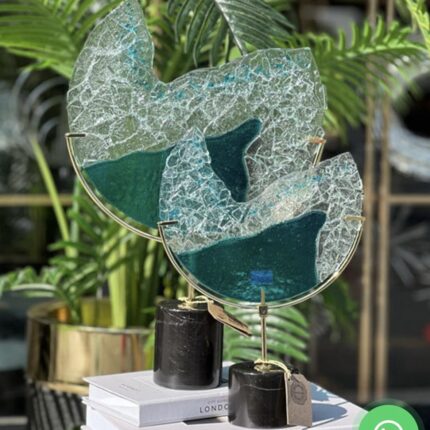 2 Lİ MERMER KAİDE KESİK AY FÜZYON TURKUAZ