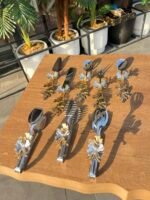 8 Parça AVANGARDE Gümüş Kelebekli Servis ve Maşa Seti - Görsel 5