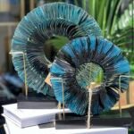 2 Lİ AHŞAP KAİDE CAM FÜZYON GÖL MAVİ