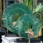 2 Lİ AHŞAP KAİDE CAM FÜZYON ZÜMRÜT YEŞİL