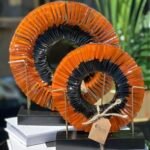 2 Lİ AHŞAP KAİDE CAM FÜZYON TURUNCU