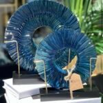 2 Lİ AHŞAP KAİDE CAM FÜZYON GECE MAVİSİ