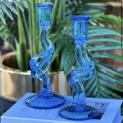 27 ve 23 CM KIRIK MUM CAM AKSESUAR MAVİ