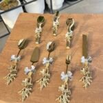 8 Parça AVANGARDE Gold Kelebekli Servis Seti ve Maşa Seti