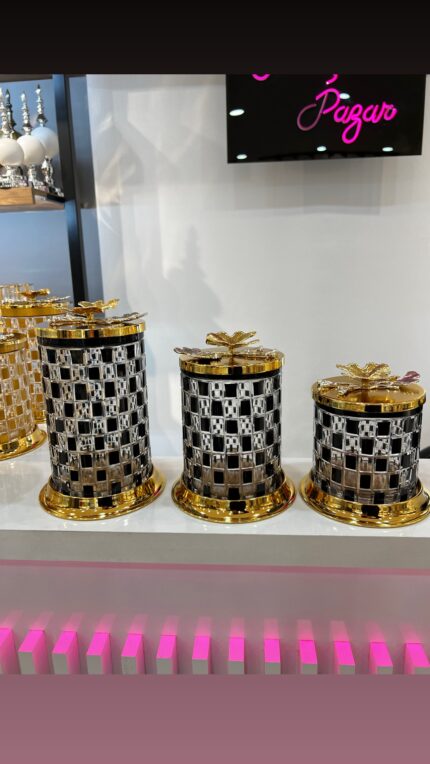 SİYAH DAMALI 3’ LÜ ÇAY ŞEKER KAHVELİK