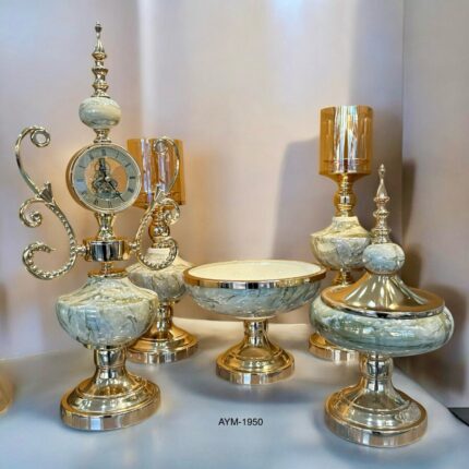 Saatli Model Gold Salon Konsol Seti