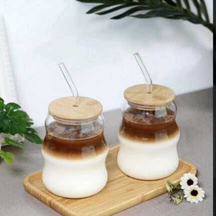 450 ML BAMBU KAPAKLI PİPETLİ KUPA