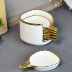 ELLA 6'LI YALDIZLI KÖŞELİ PORSELEN SOSLUK