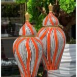 2 Lİ TURUNCU YOL DESEN BÜYÜK KÜÇÜK UZUN KÜP