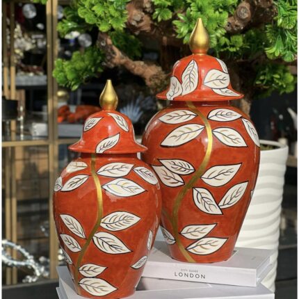 TURUNCU YAPRAK DESEN 2 Lİ SET LİZA KÜP