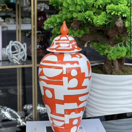 TURUNCU BEYAZ GEOMETRİK BÜYÜK UZUN KÜP