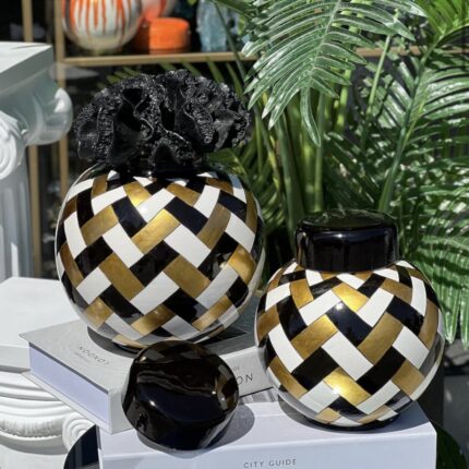 SİYAH ALTIN ÖRGÜ DESEN 2 Lİ KÜRE KÜP