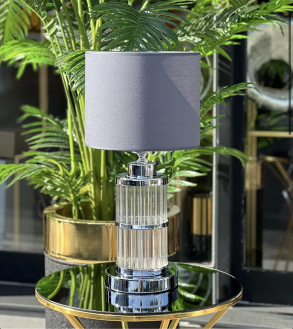 screenshot-235 GÜMÜŞ ŞEFFAF ÇİZGİLİ 2 KAT CAM ABAJUR - Görsel 1