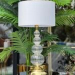 DÖRT TOPLU ÇİZGİLİ ŞEFFAF CAM ALTIN ABAJUR