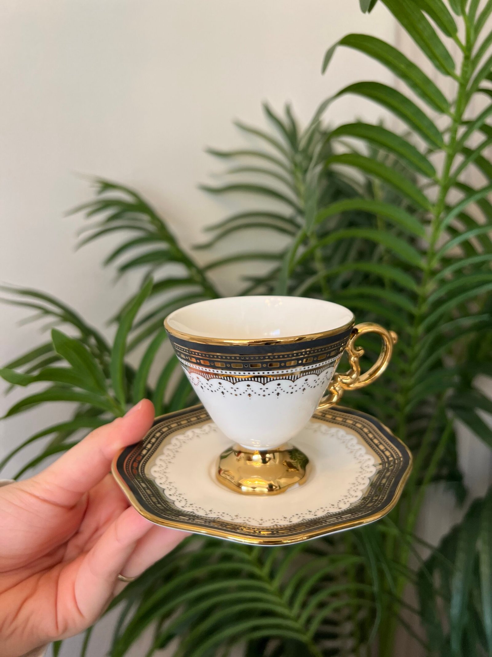 img_0856 6 KİŞİLİK GLORANTY BLACK FİNCAN TAKIMI 90cc - Görsel 1