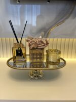 Zamak Ayaklı Şeritli Aynalı Dekoratif Stand