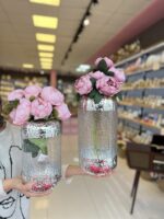 2’Lİ **Bulanık Model İthal Vazo Gümüş 13x27cm ve 15x34