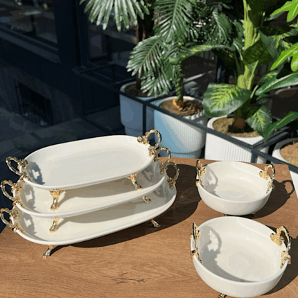 5 PARÇA  PORSELEN SUNUMLUK-