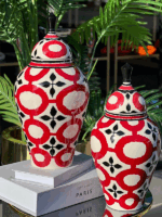 2 Lİ SET KIRMIZI HALKA DESEN BÜYÜK-KÜÇÜK ASİL KÜP