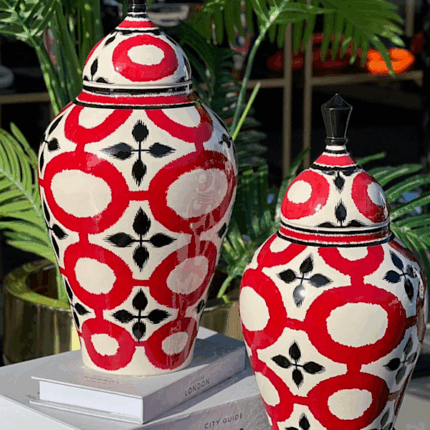 2 Lİ SET KIRMIZI HALKA DESEN BÜYÜK-KÜÇÜK ASİL KÜP