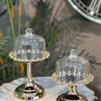 2‘Lİ Metal Ayaklı Cam Kurabiyelik & İkramlık & Sunumluk * GOLD