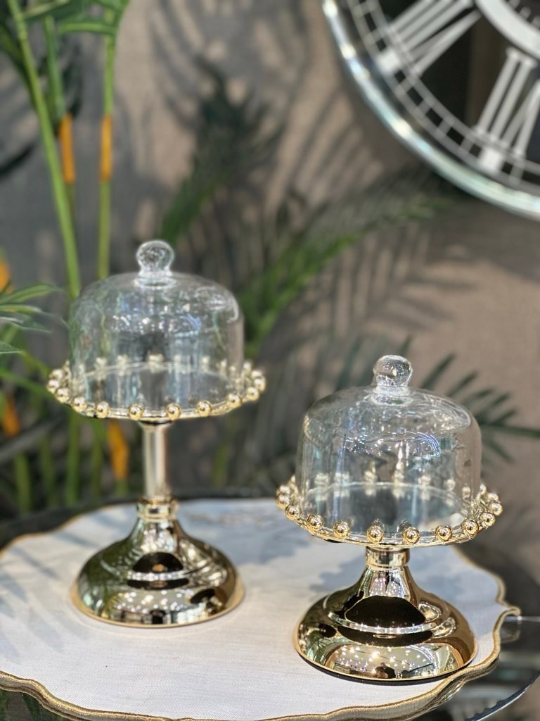img_2152 2‘Lİ Metal Ayaklı Cam Kurabiyelik & İkramlık & Sunumluk * GOLD - Görsel 1