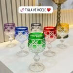 6 Kişilik Kahve Yanı Bardak Renkli Baklava Kısa