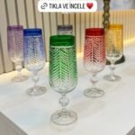 6 Kişilik Kahve Yanı Bardak Renkli Lale