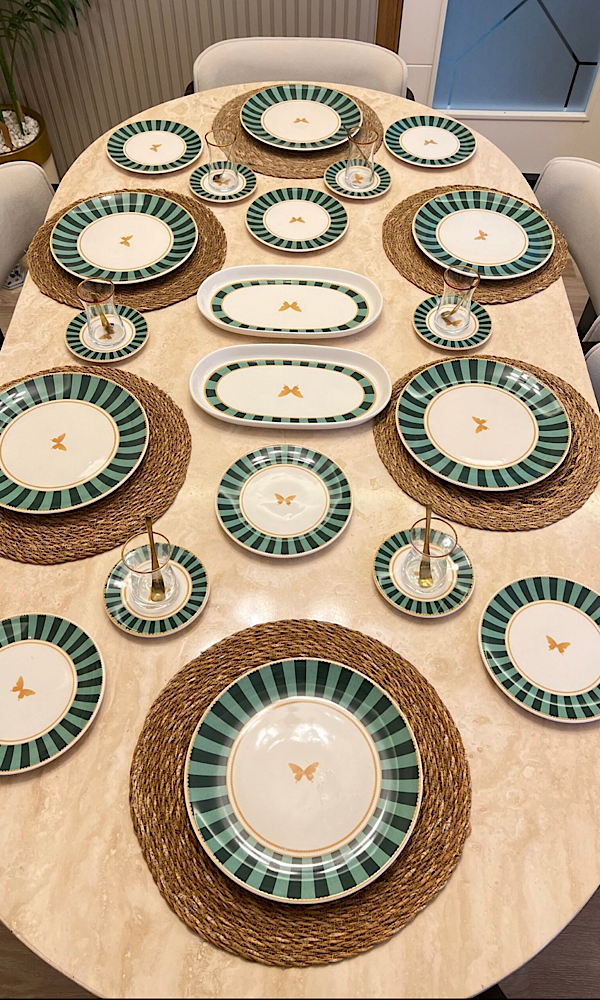 img_9995 38 Parça Green Candy Kahvaltı Pasta ve Servis Takımı **PORSELEN SERİ🌟 - Görsel 1