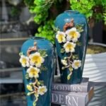 İTHAL SERAMİK BLUE FİORİNA VAZO KÜÇÜK SARI ÇİÇEK