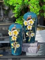 İTHAL SERAMİK BLUE FİORİNA VAZO KÜÇÜK SARI ÇİÇEK