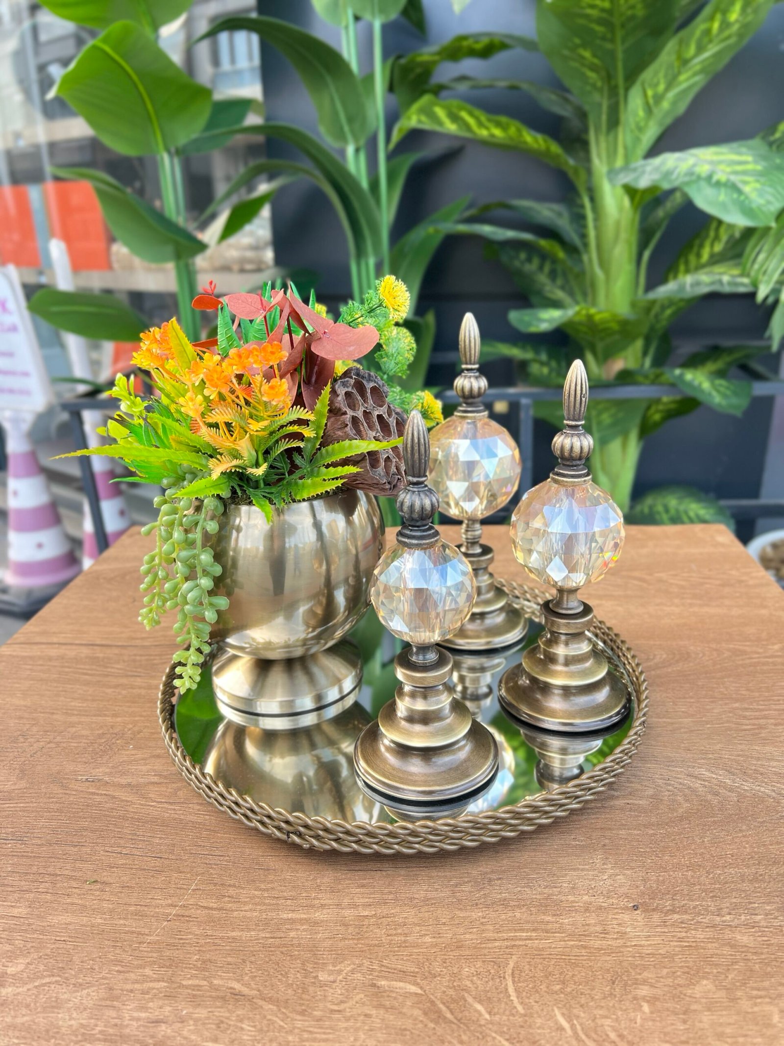 img_4205-3 5 Parça Eskitme Hasır Tepsi Arajman** - Görsel 1