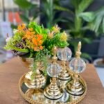 5 Parça Gold Hasır Tepsi Arajman**