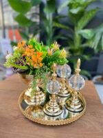 5 Parça Gold Hasır Tepsi Arajman**