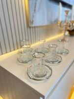 18 parça Zamak Çerçeveli Cam Çay Seti - Görsel 4