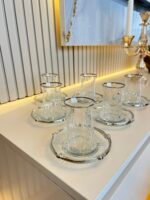 18 parça Zamak Çerçeveli Cam Çay Seti - Görsel 3