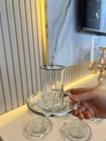 18 parça Zamak Çerçeveli Cam Çay Seti - Görsel 2