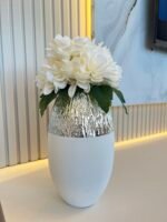 Gümüş Beyaz Vazo ve 1 Adet Arajman