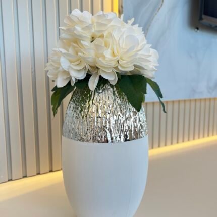 Gümüş Beyaz Vazo ve 1 Adet Arajman