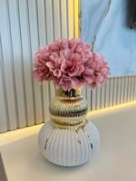 Golden Boğum Vazo + 1 Demet Arajman