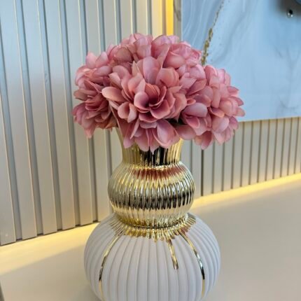 Golden Boğum Vazo + 1 Demet Arajman