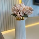 Gold Detaylı Uzun Vazo *+ 1 Demet Arajman