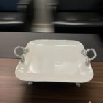 Kare Form Gümüç Porselen Sunumluk