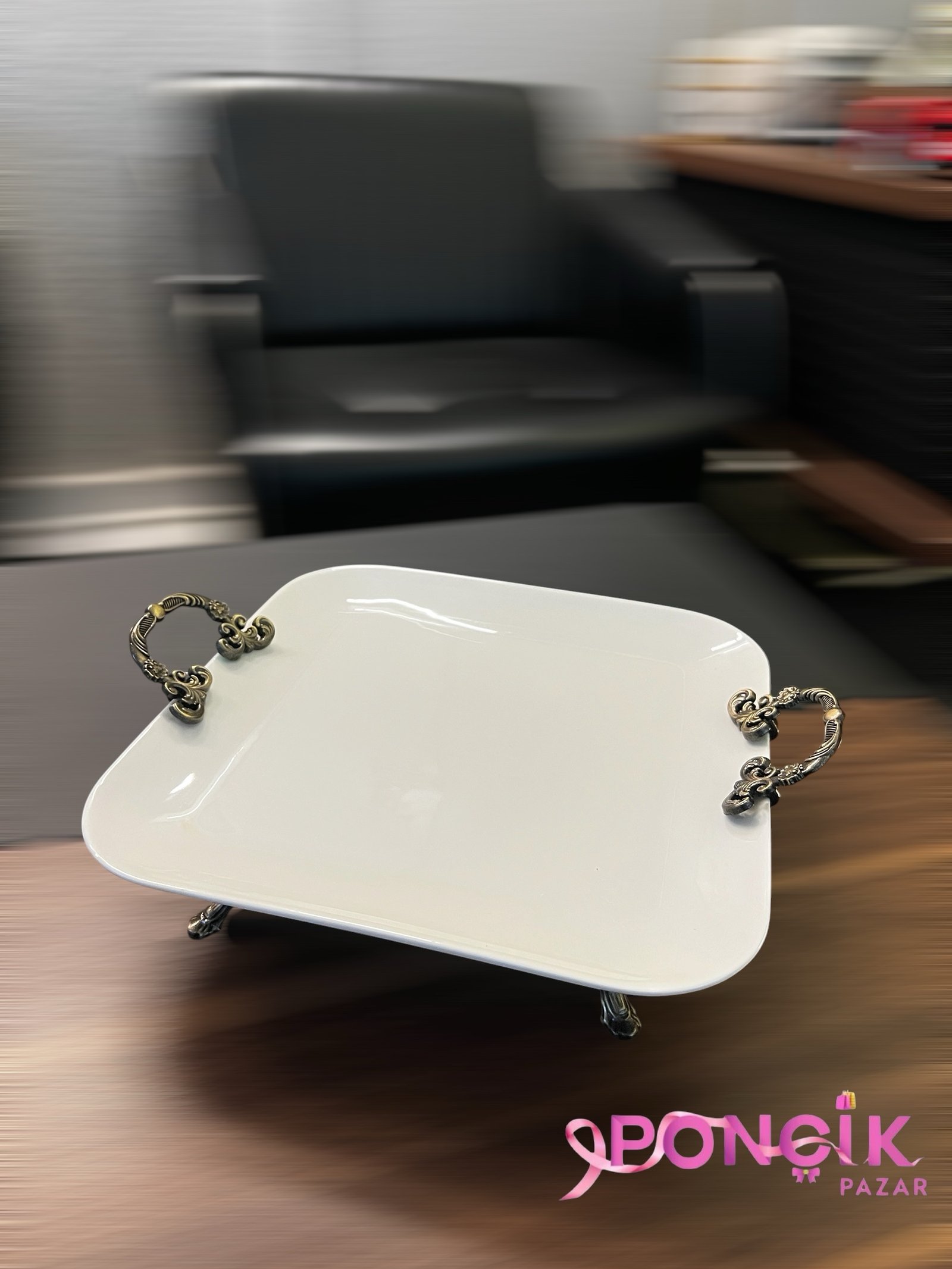 photoroom_20260327_092759 Kare Form Eskitme(Antik) Porselen Sunumluk **HAFTA SONUNA ÖZEL🎉 - Görsel 1