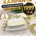3 Boy Porselen Sunumluk Gold **