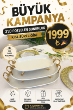 3 Boy Porselen Sunumluk Gold **