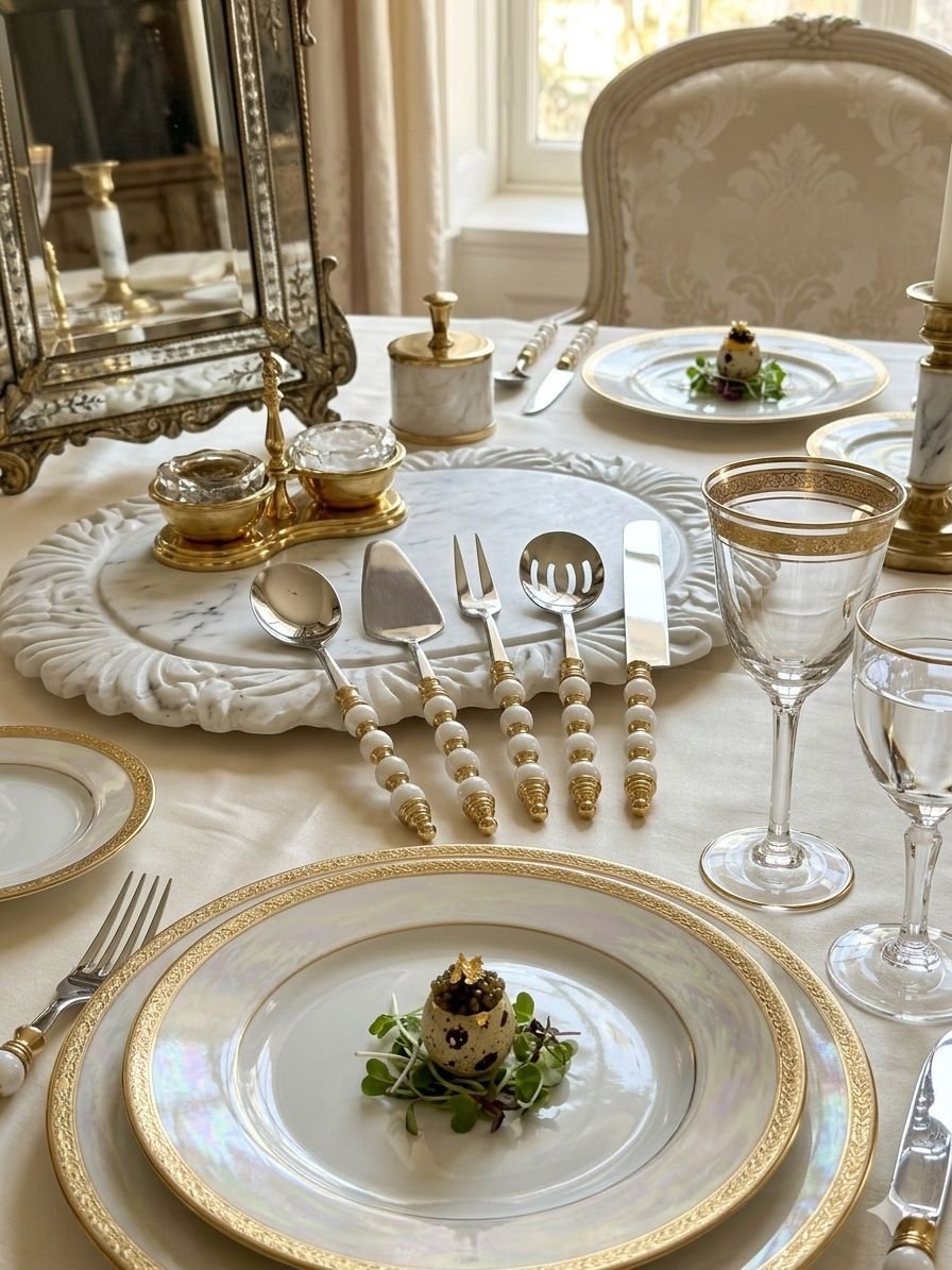 558b1c45-b257-43ef-9522-467b0b65cd06 Porselen Kulplu 5’Li Servis Sunumluk Boncuklu - Görsel 1